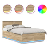 Bed Frame Sonoma Oak 135 x 190 cm Engineered Wood - Front View