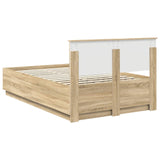 Bed Frame Sonoma Oak 135 x 190 cm Engineered Wood - Extra Image