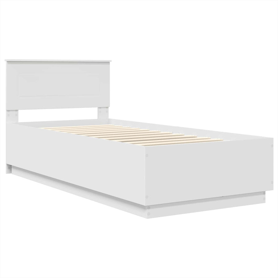Bed Frame with Headboard White 90 x 190 cm Engineered Wood