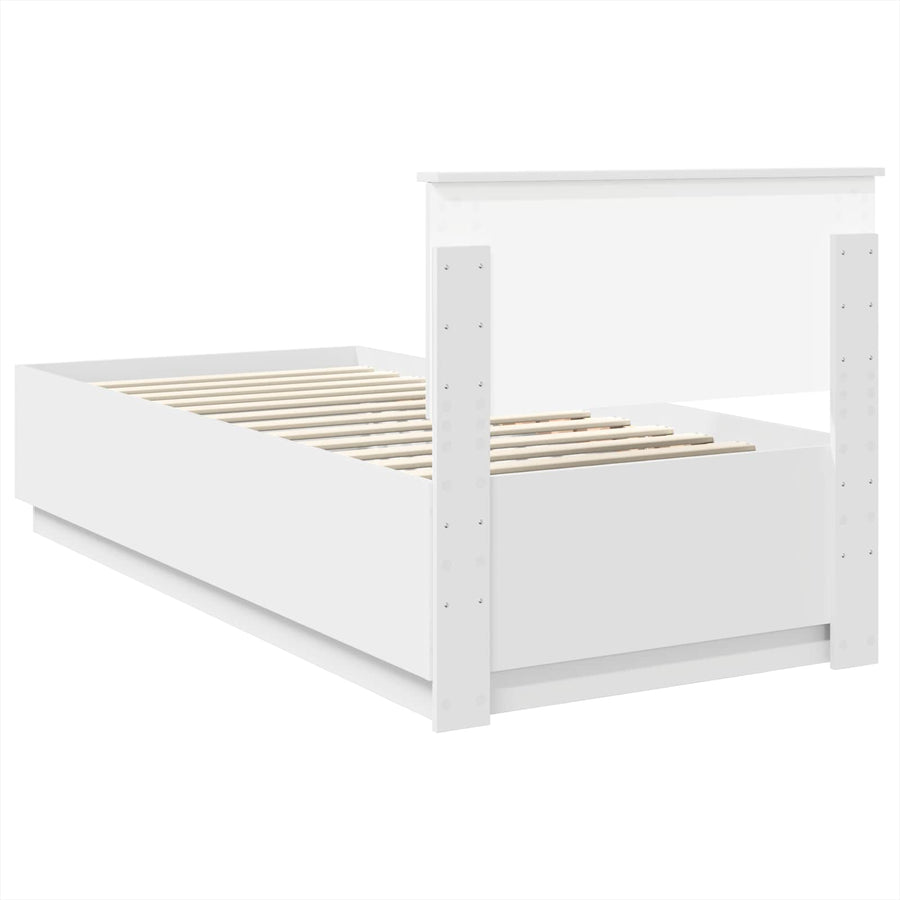 Bed Frame with Headboard White 90 x 190 cm Engineered Wood