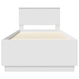 Bed Frame with Headboard White 90 x 190 cm Engineered Wood - Low Angle