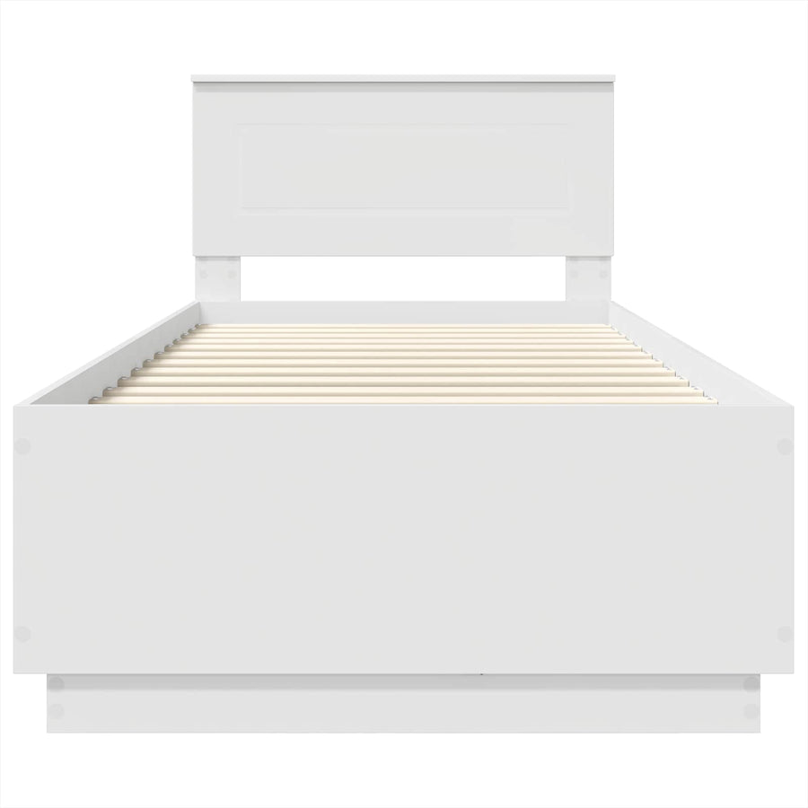 Bed Frame with Headboard White 90 x 190 cm Engineered Wood