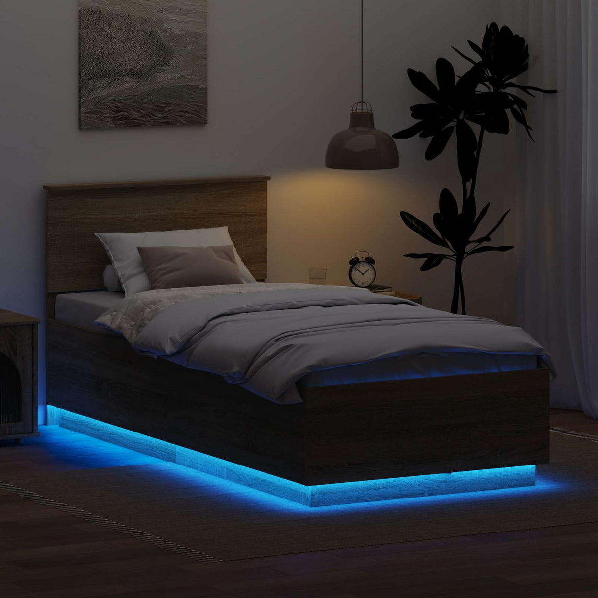 Bed Frame with Headboard Sonoma Oak 90 x 190 cm Engineered Wood