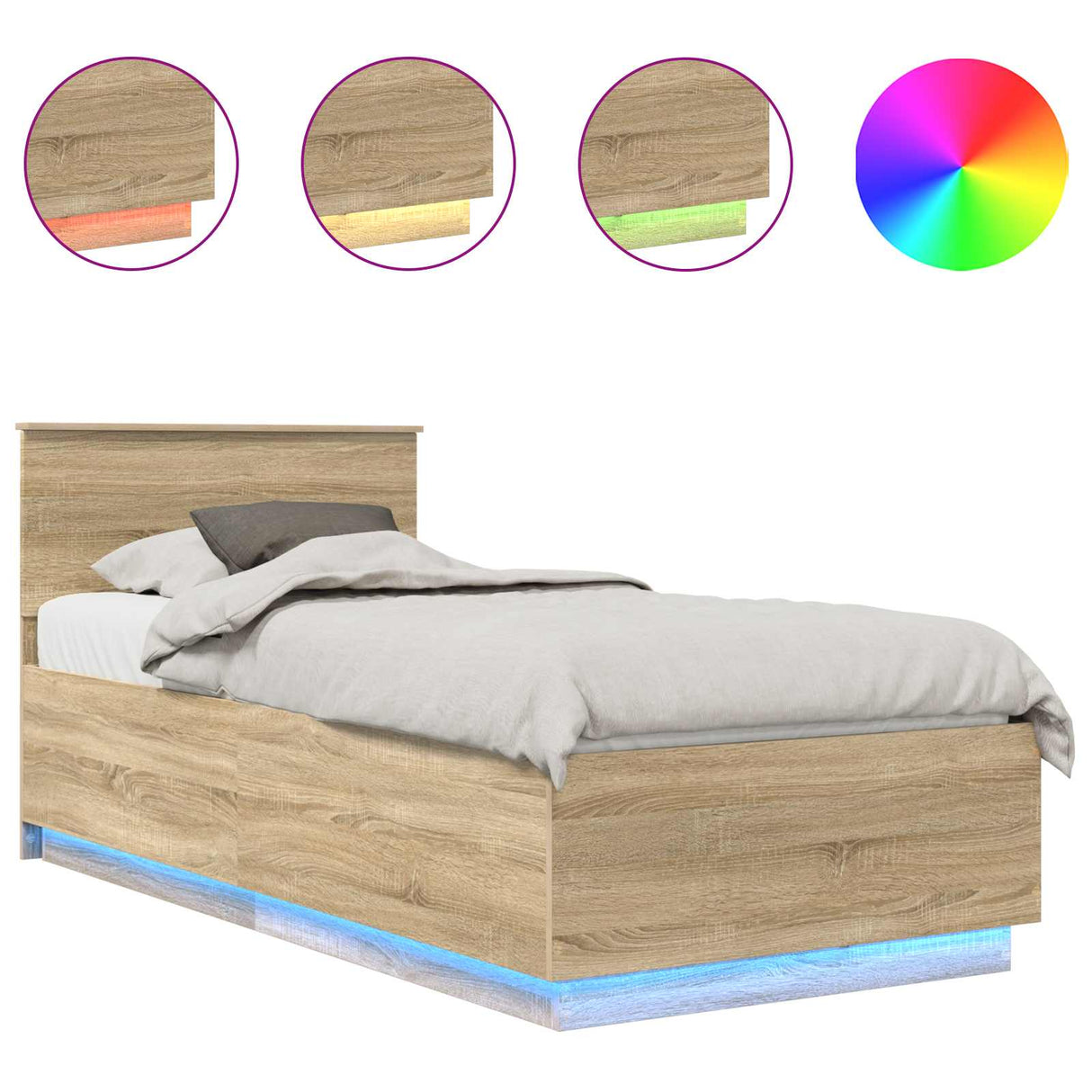 Bed Frame with Headboard Sonoma Oak 90 x 190 cm Engineered Wood