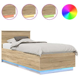 Bed Frame with Headboard Sonoma Oak 90 x 190 cm Engineered Wood - Front View