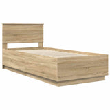 Bed Frame with Headboard Sonoma Oak 90 x 190 cm Engineered Wood