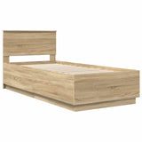Bed Frame with Headboard Sonoma Oak 90 x 190 cm Engineered Wood - 45-Degree Angle