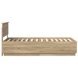 Bed Frame with Headboard Sonoma Oak 90 x 190 cm Engineered Wood