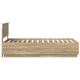 Bed Frame with Headboard Sonoma Oak 90 x 190 cm Engineered Wood - Extra Image