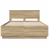 Bed Frame Sonoma Oak 150 x 200 cm Engineered Wood - Close-Up Angle