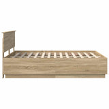 Bed Frame Sonoma Oak 150 x 200 cm Engineered Wood - Low Angle