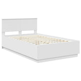 Bed Frame with Headboard White 135 x 190 cm Engineered Wood - Top-Down View
