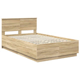 Bed Frame Sonoma Oak 135 x 190 cm Engineered Wood - Top-Down View