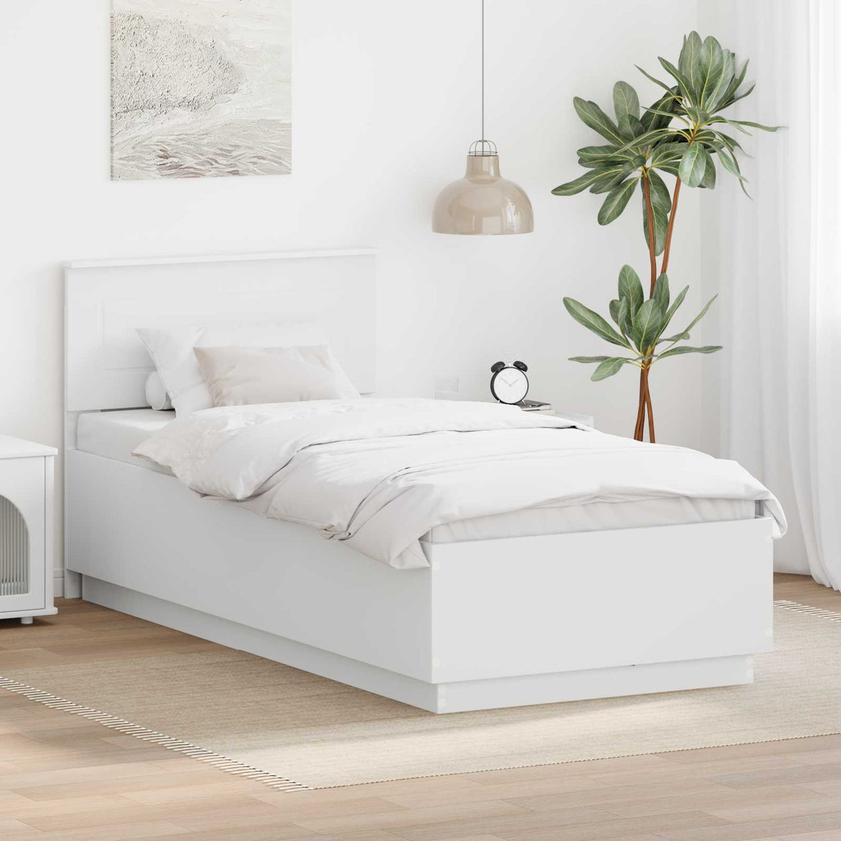 Bed Frame with Headboard White 90 x 190 cm Engineered Wood