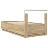 Bed Frame with Headboard Sonoma Oak 90 x 190 cm Engineered Wood - Extra Image