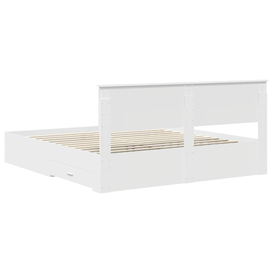 Bed Frame with Drawer White 180 x 200 cm Engineered Wood