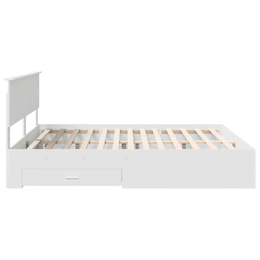 Bed Frame with Drawer White 180 x 200 cm Engineered Wood