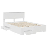 Bed Frame with Headboard White 150 x 200 cm Engineered Wood - 45-Degree Angle