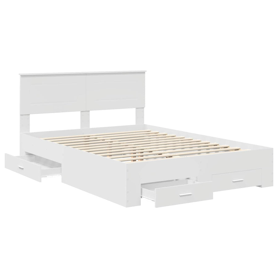 Bed Frame with Drawer White 150 x 200 cm Engineered Wood