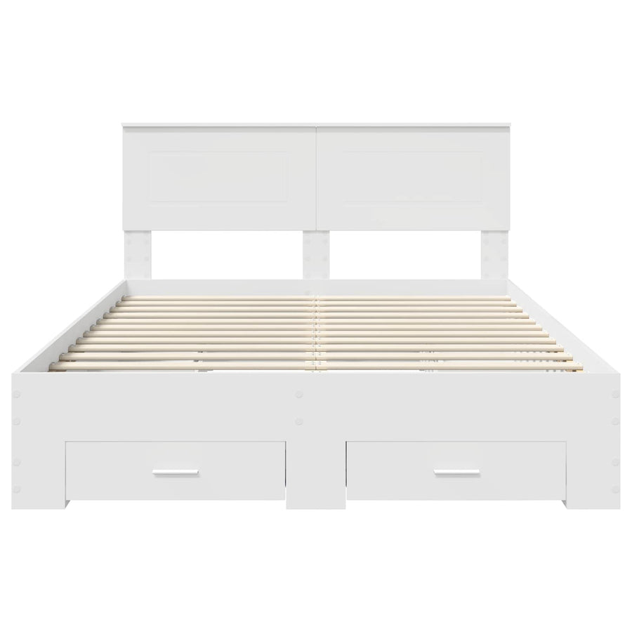Bed Frame with Drawer White 150 x 200 cm Engineered Wood