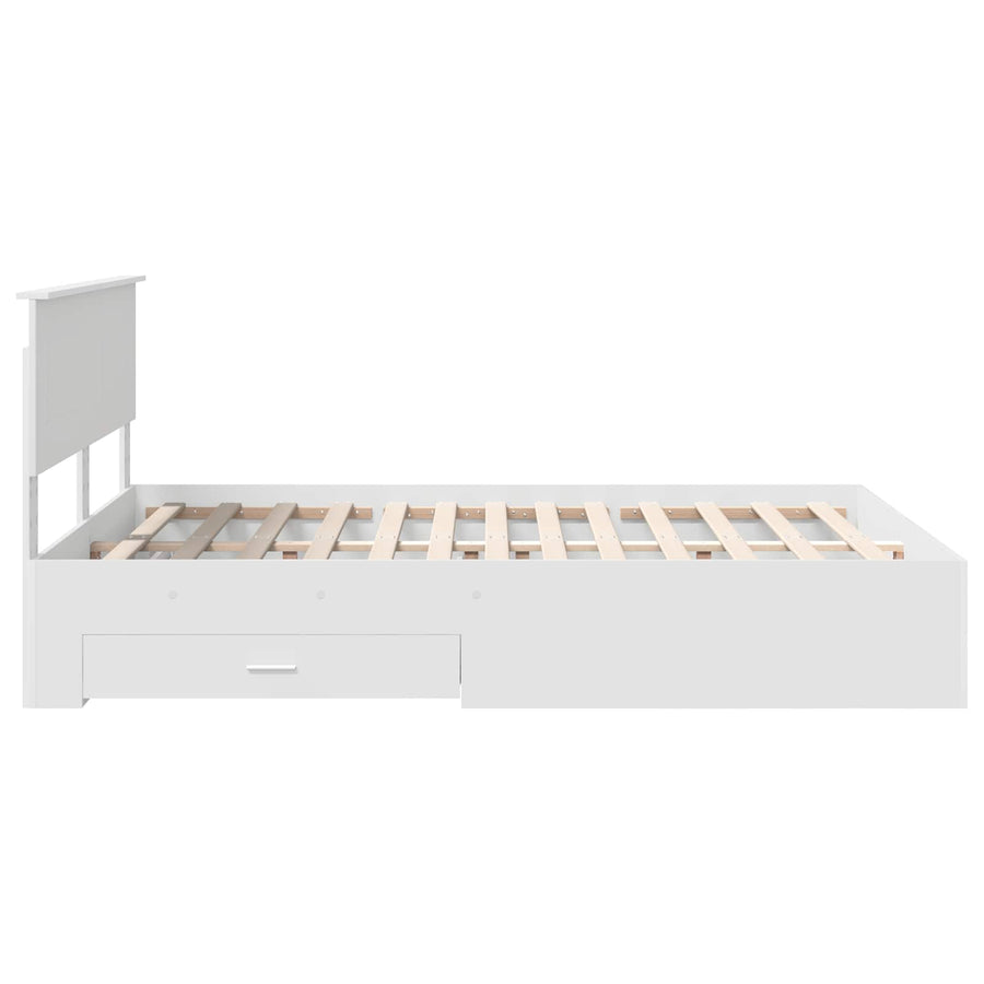 Bed Frame with Drawer White 150 x 200 cm Engineered Wood
