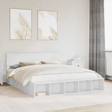 Bed Frame with Shelf Manual White 180 x 200 cm Engineered Wood