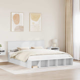 Bed Frame with Shelf Manual White 180 x 200 cm Engineered Wood - Side View