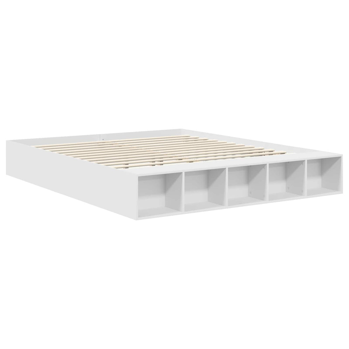 Bed Frame with Shelf Manual White 180 x 200 cm Engineered Wood