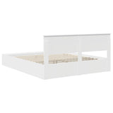 Bed Frame with Shelf Manual White 180 x 200 cm Engineered Wood - Extra Image