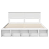 Bed Frame with Shelf Manual White 180 x 200 cm Engineered Wood