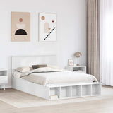 Bed Frame with Shelf Manual White 150 x 200 cm Engineered Wood - Side View