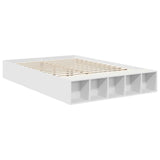 Bed Frame with Shelf Manual White 150 x 200 cm Engineered Wood - 45-Degree Angle
