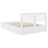 Bed Frame with Shelf Manual White 150 x 200 cm Engineered Wood - Extra Image