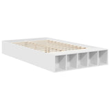 Bed Frame with Shelf Manual White 135 x 190 cm Engineered Wood - 45-Degree Angle