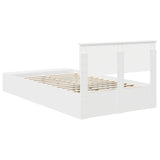 Bed Frame with Shelf Manual White 135 x 190 cm Engineered Wood - Extra Image