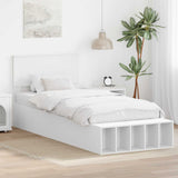 Bed Frame with Shelf Manual White 90 x 190 cm Engineered Wood