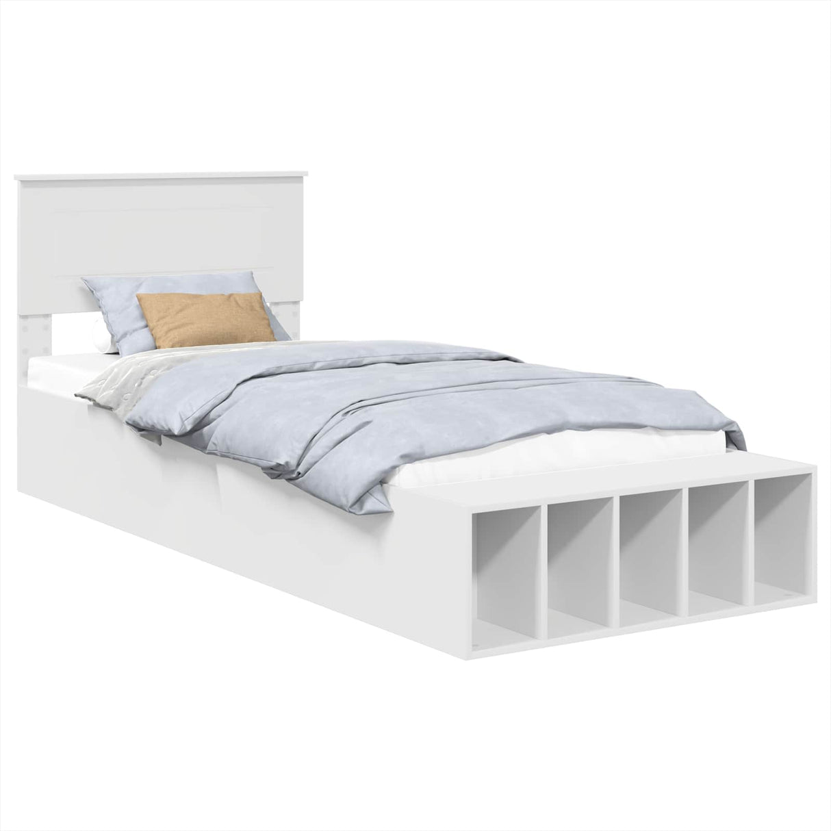 Bed Frame with Shelf Manual White 90 x 190 cm Engineered Wood