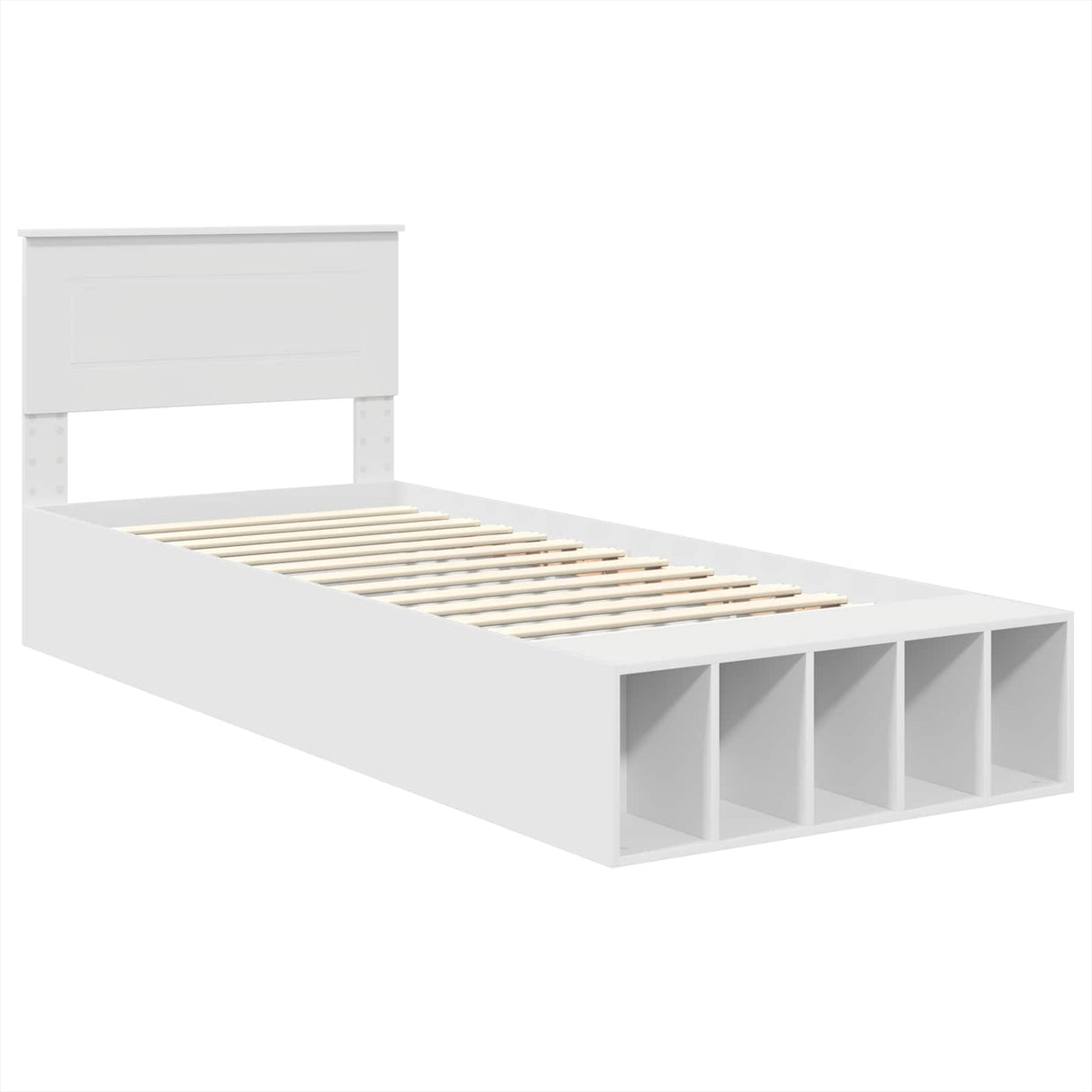Bed Frame with Shelf Manual White 90 x 190 cm Engineered Wood