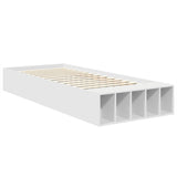 Bed Frame with Shelf Manual White 90 x 190 cm Engineered Wood - 45-Degree Angle