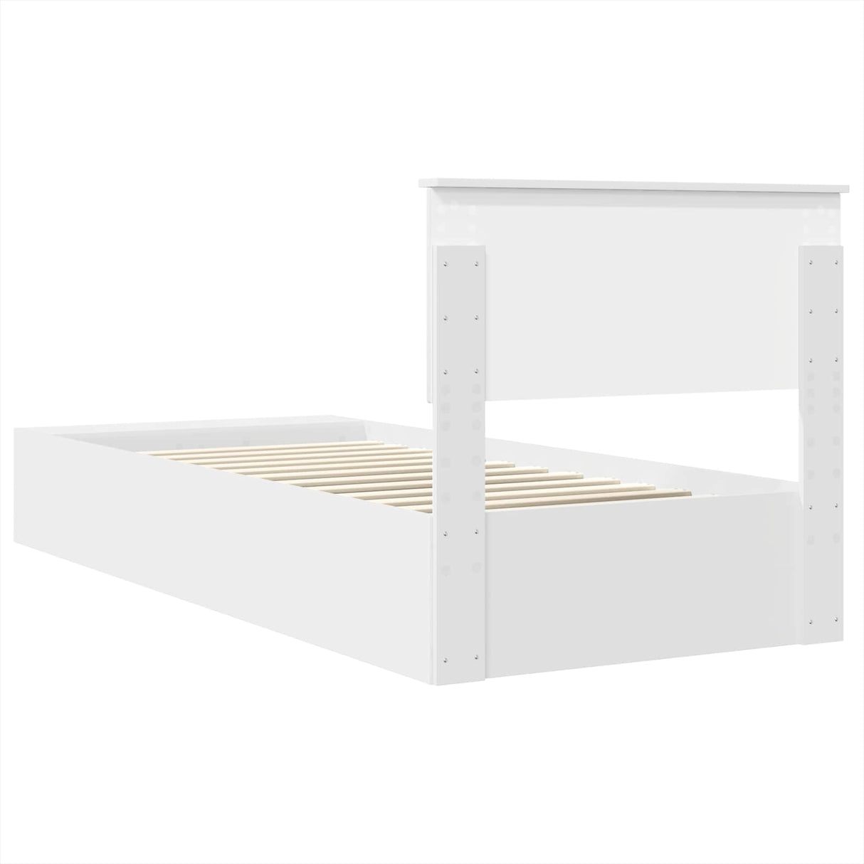 Bed Frame with Shelf Manual White 90 x 190 cm Engineered Wood