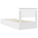 Bed Frame with Shelf Manual White 90 x 190 cm Engineered Wood - Extra Image
