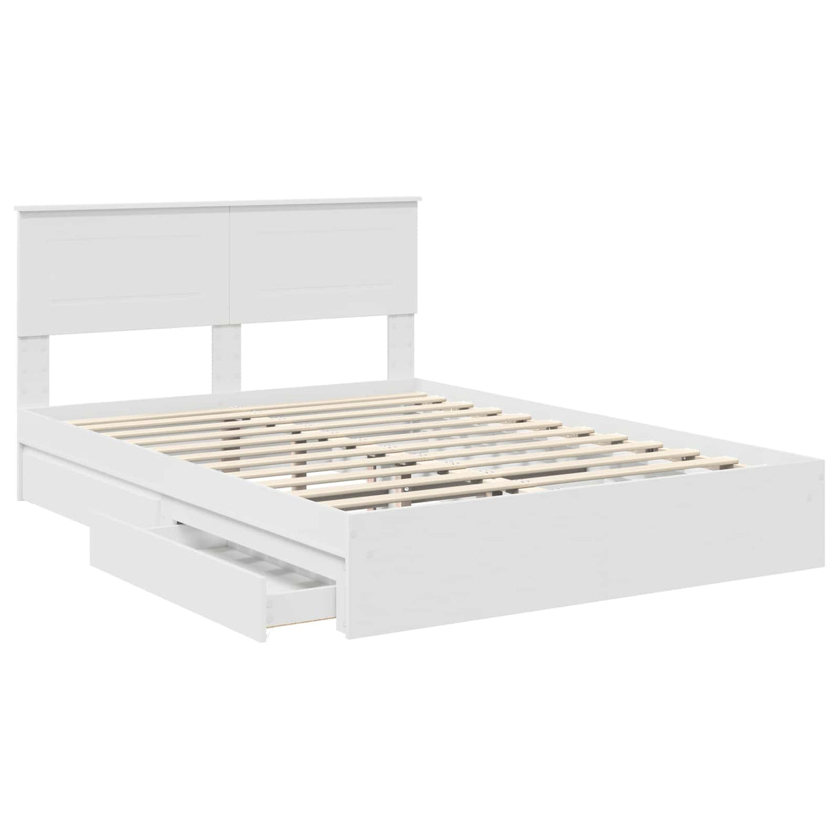 Storage Bed with Headboard White 150 x 200 cm Engineered Wood