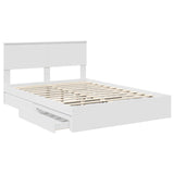 Storage Bed with Headboard White 150 x 200 cm Engineered Wood - 45-Degree Angle
