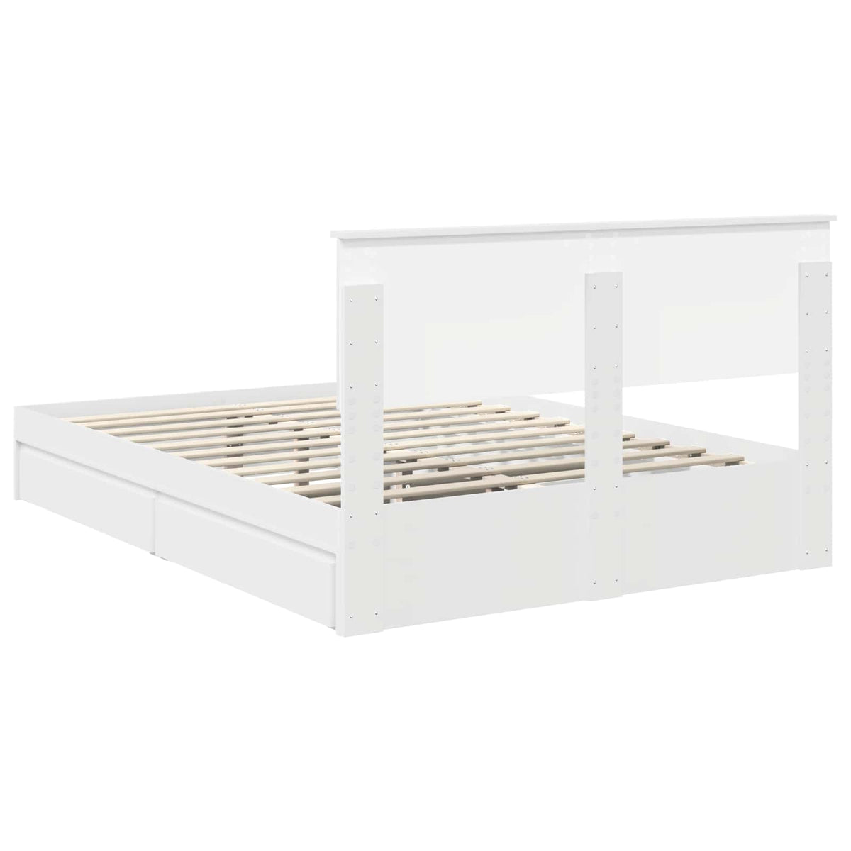 Storage Bed with Drawer White 150 x 200 cm Engineered Wood