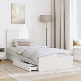Storage Bed with Headboard White 90 x 190 cm Engineered Wood - Side View