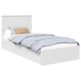 Storage Bed with Headboard White 90 x 190 cm Engineered Wood - Front View
