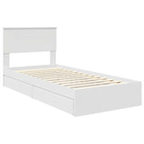 Storage Bed with Headboard White 90 x 190 cm Engineered Wood - Top-Down View