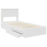 Storage Bed with Headboard White 90 x 190 cm Engineered Wood - 45-Degree Angle