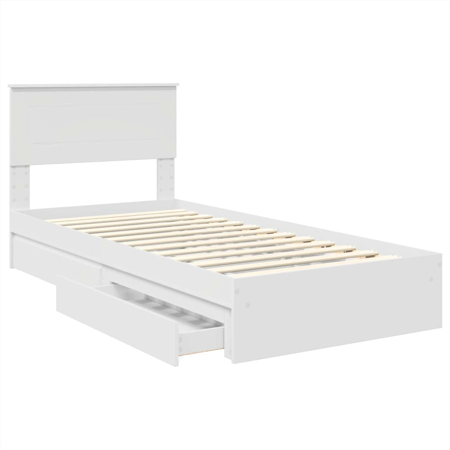 Storage Bed with Drawer White 90 x 190 cm Engineered Wood