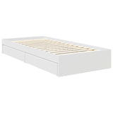 Storage Bed with Headboard White 90 x 190 cm Engineered Wood - Rear View